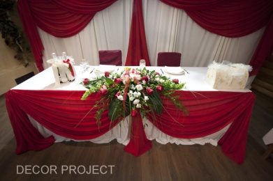 Красно-белая свадьба в ресторане «Хуторок». Бюджет 22 000 р.