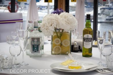 Фиолетово-лимонная свадьба в яхт-клубе Нептун. Бюджет 44 000 р.